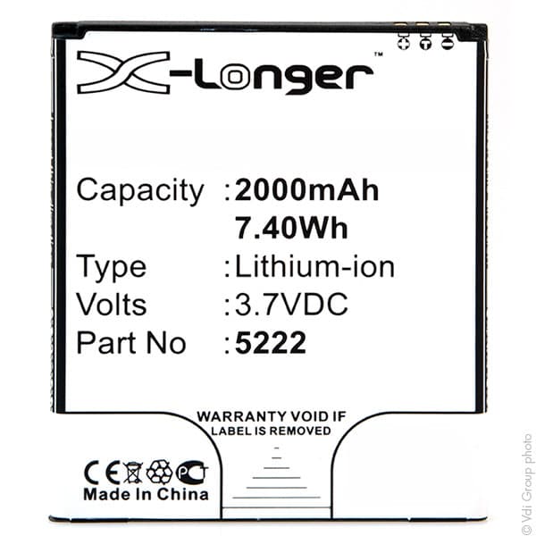 NX - Batterie téléphone, smartphone, GSM pour Wiko 3.7V 2000mAh