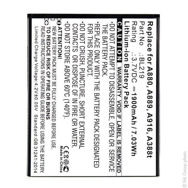 NX - Batterie téléphone, smartphone, GSM pour Lenovo 3.7V 1900mAh