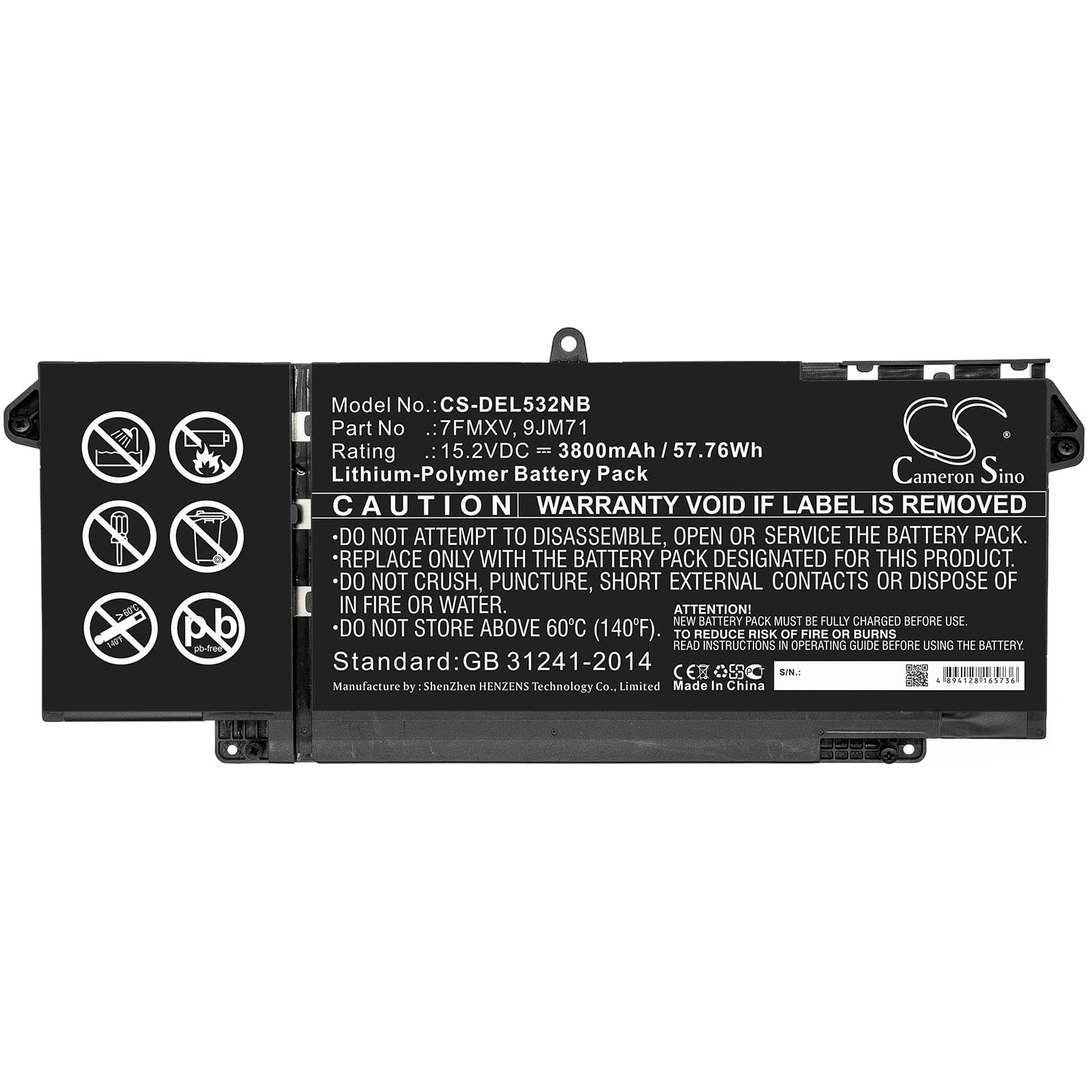 NX - Batterie ordinateur portable 15.2V 3800mAh