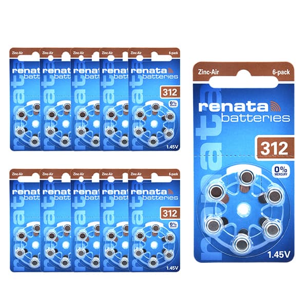 Renata / Swatch Group - Pack de 10 blisters de 6 piles 312A RENATA