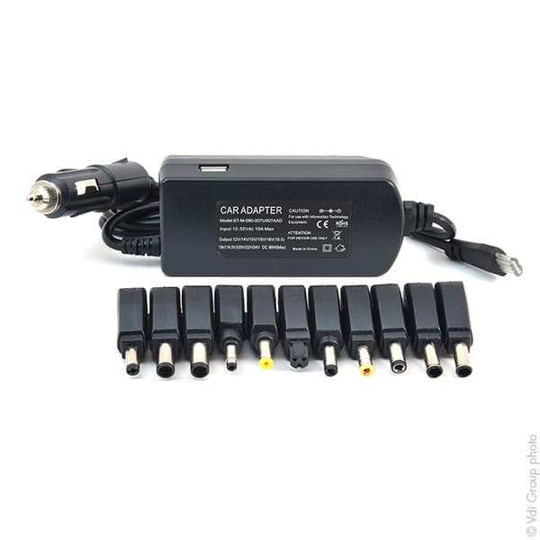 NX - Alimentation universelle ordinateur de voyage prise allume cigare et USB 12V 90W 11 connecteurs