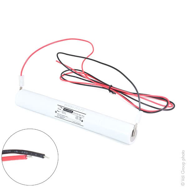 NX - Batterie eclairage secours 4xD ST4 + support + fils 4.8V 4Ah