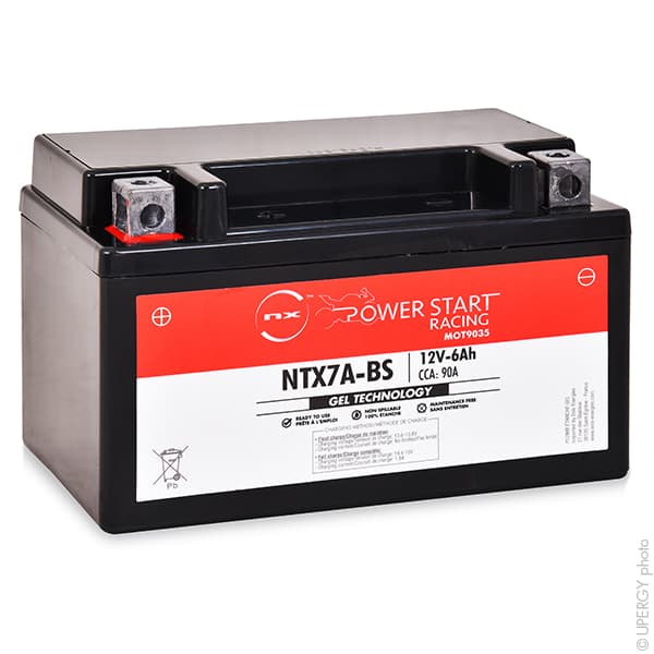 NX - Batterie moto Gel YTX7A-BS / FTX7A-BS / NTX7A-BS 12V 6Ah