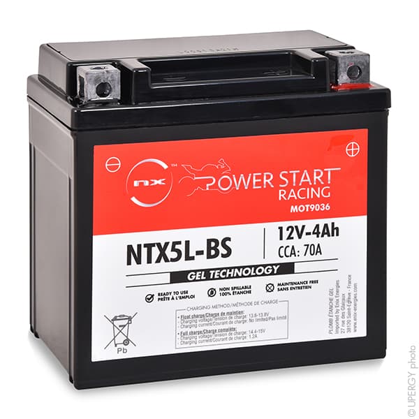NX - Batterie moto Gel YT5L-BS / YTX5L-BS / NTX5L-BS 12V 4Ah
