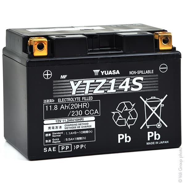 Yuasa - Batterie moto YUASA YTZ14S 12V 11.2Ah