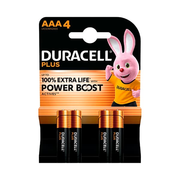 Duracell - Pile alcaline blister x4 Duracell Plus Power Boost Actives LR03 - AAA 1.5V 1175mAh