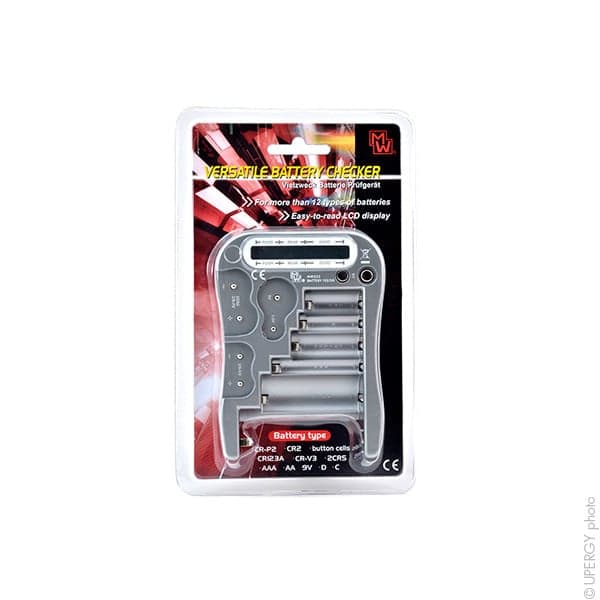MW - Testeur piles/accus AAA, AA, C, D, 9V, pile bouton (lithium 3V et CR)
