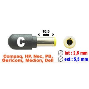 NX - Connecteur C pour alimentation ordinateur portable (2.5 X 5.5 mm)
