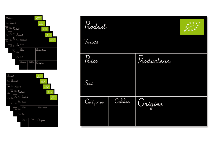 Affichette PVC "Fruits et Légumes" AB EU (Lot de 10)