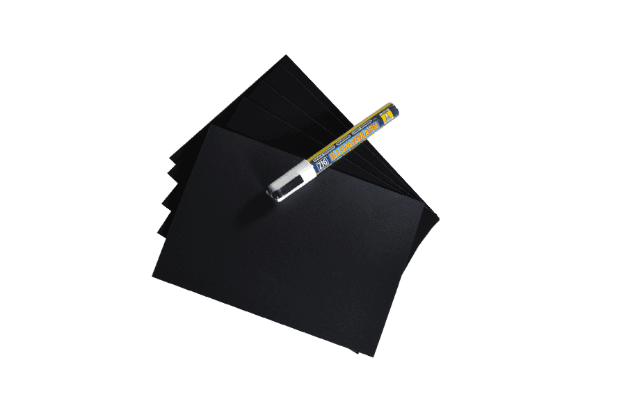 Affichette PVC Noire A4 + Marqueur (Lot de 5)