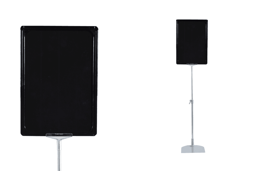 Support Cadre Réglable + Affichette PVC noir A4 (Lot de 5)