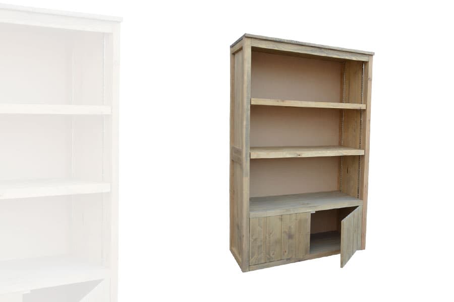 Armoire Étagères Basse avec portes basses Bois Vieilli