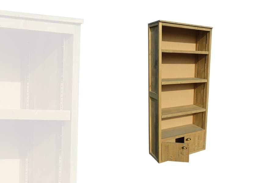 Armoire Étagères Haute Portes Basses Bois Vieilli