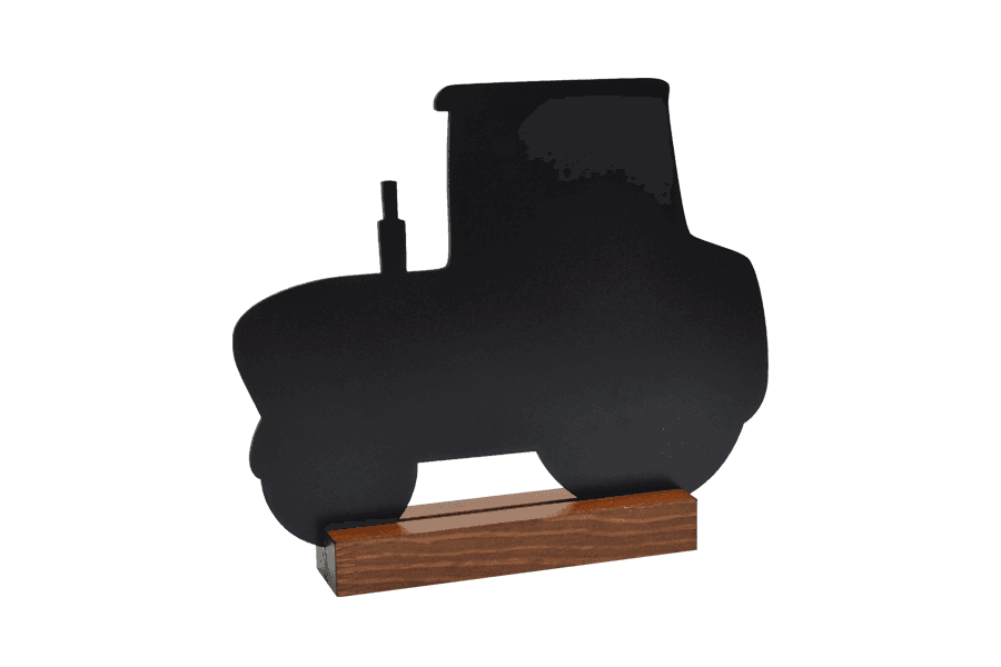 Ardoise Figurine TRACTEUR sur Socle Bois Vernis