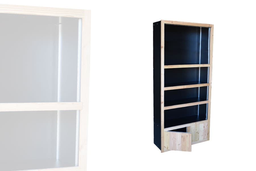 Armoire Haute Noire + Habillage Bois Massif Clair - Ancien modèle