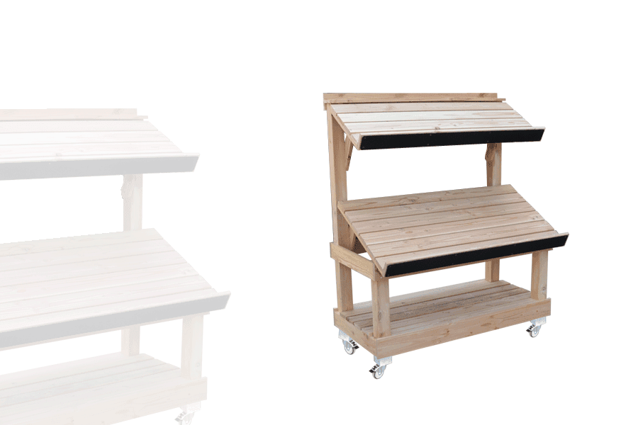 Étal Marché 2 Niveaux Orientable + 2 Réglettes Noirs Alu