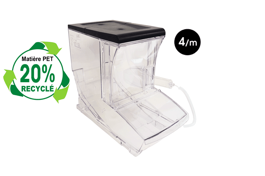 Bac Haut 12,5 litres Fond Étanche “Choix Durable” en PET dont 20% Recyclé + Pelle + Cordon Télescopique