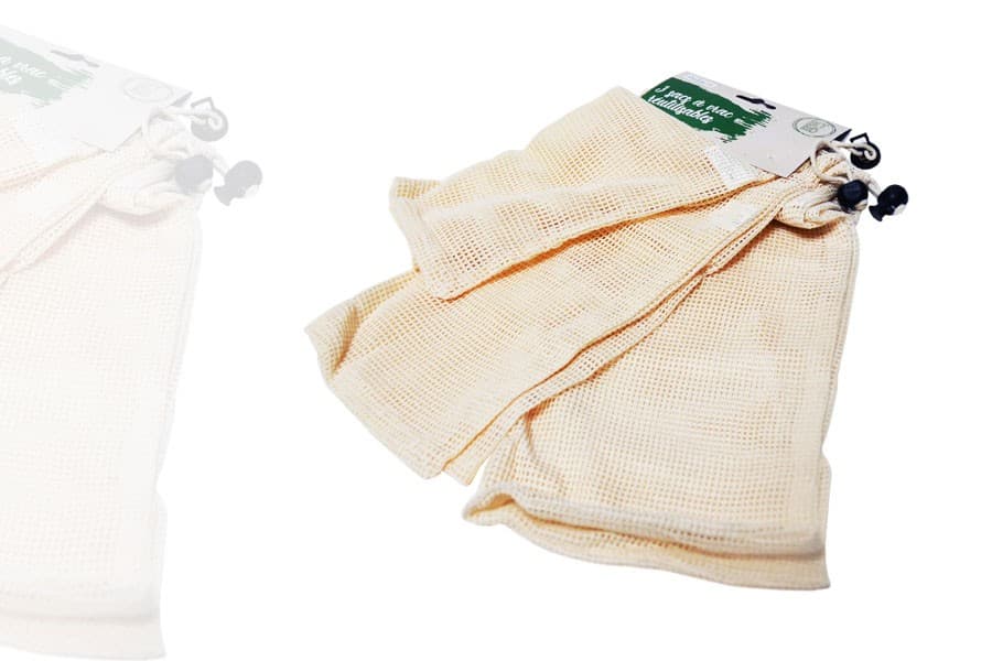 Lot de 3 Sacs de Conservation et Transport de Fruits et Légumes en Coton