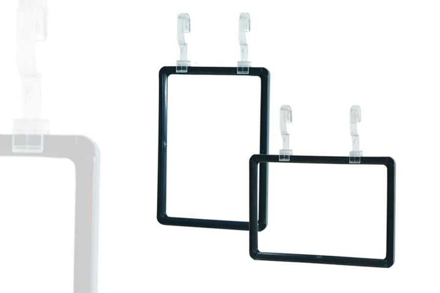 Cadre Noir A4 + Crochets de Suspension (Lot de 5)
