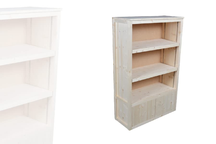 Armoire Étagères Basse avec portes basses Bois Clair