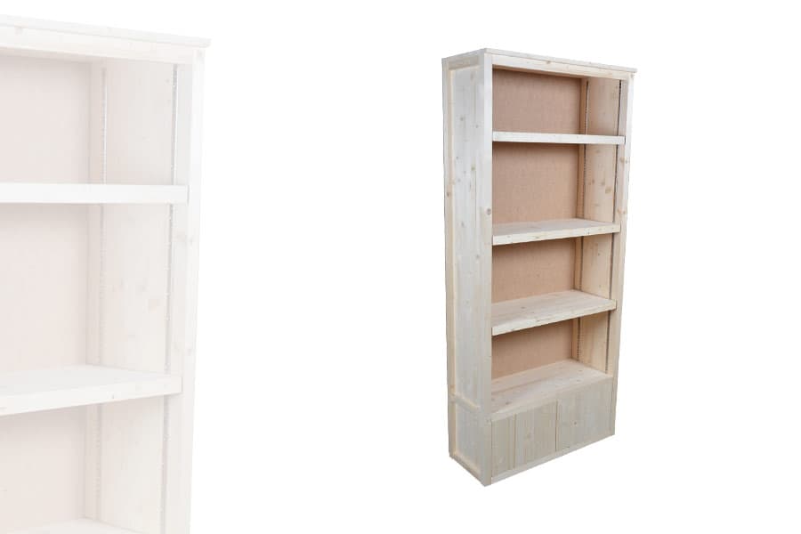 Armoire Étagères Haute Portes Basses Bois Clair
