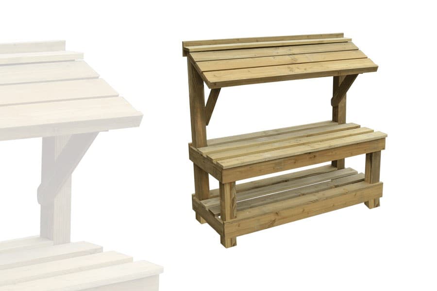 Étal Marché Trottoir 2 Niveaux Bois Vieilli SANS Roulettes