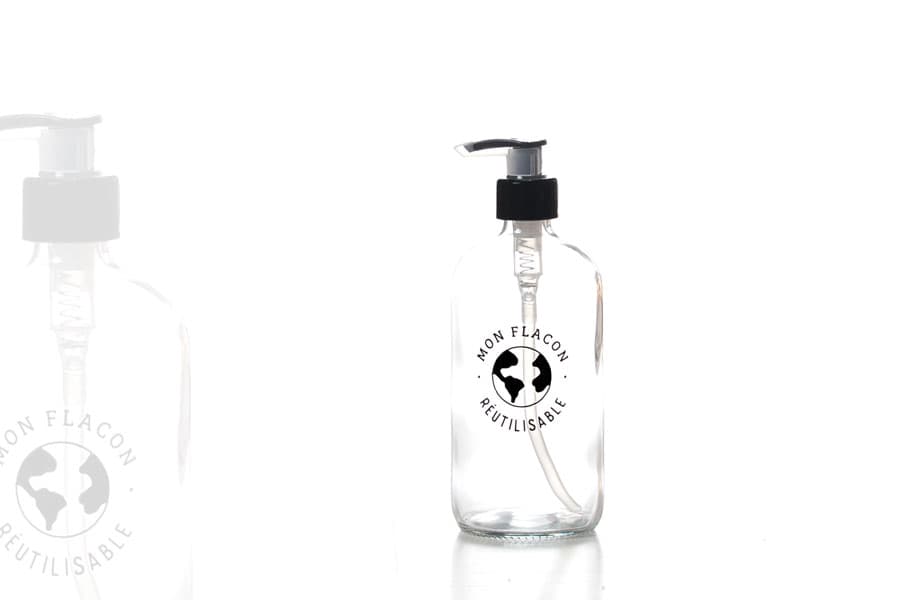 Flacon 500 ml en Verre et Pompe Crème Noire