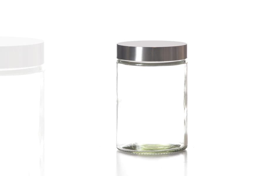 Bocal en Verre Rond 1,1 litres Couvercle Inox à Visser
