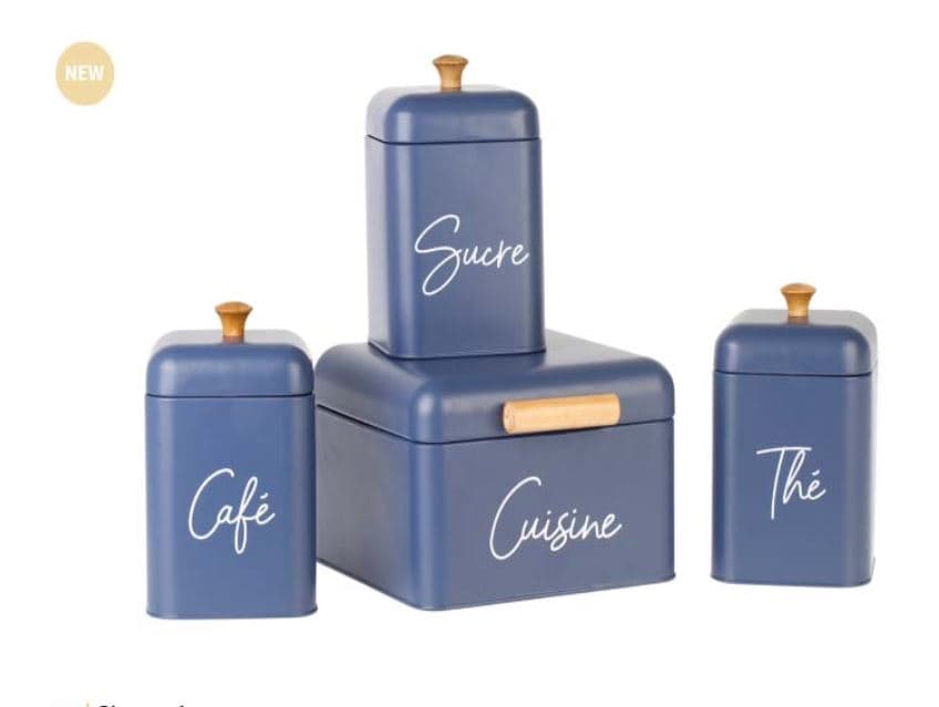 Set 4 Boîtes de Rangement Alimentaire en Métal