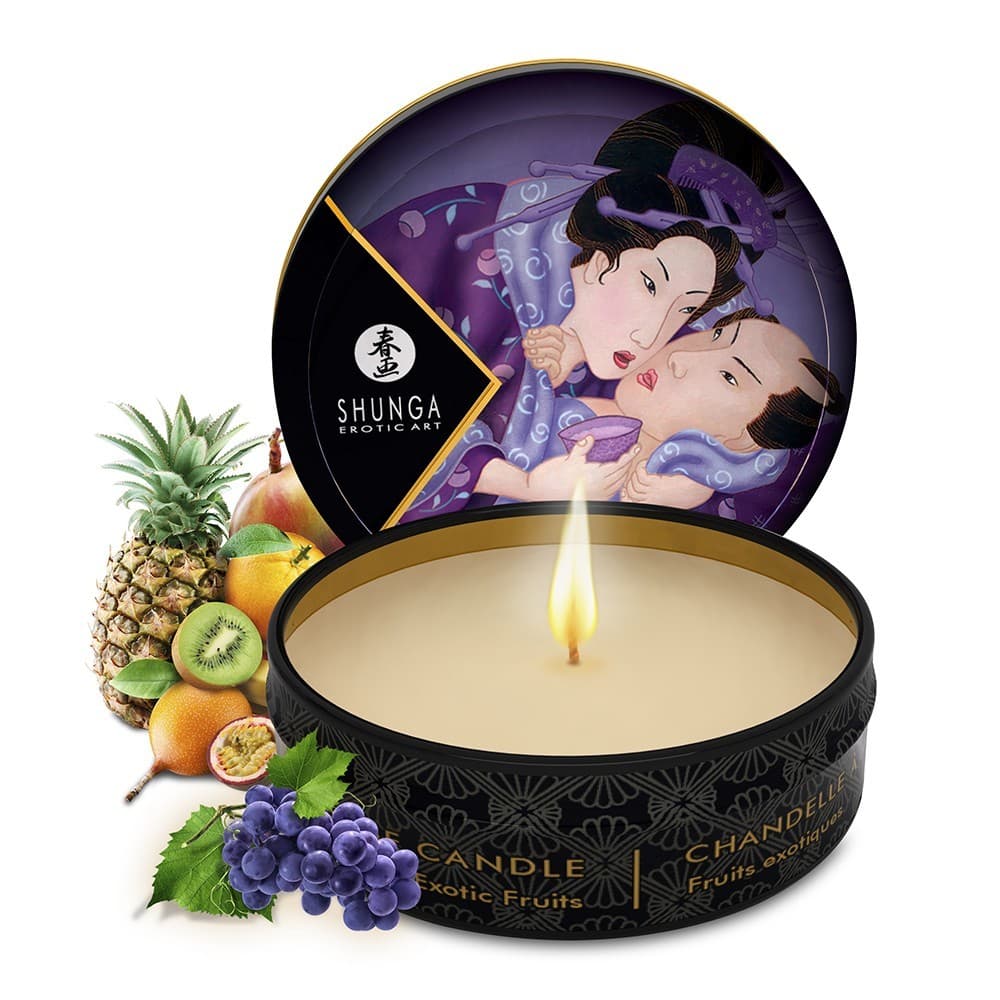 Mini Bougie de Massage Fruits Exotiques Shunga 30 ml – Huiles Naturelles & Évasion Sensorielle