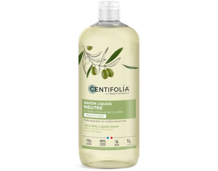 CENTIFOLIA Savon Liquide Neutre Sans Huile de Palme Bouteille 1 L