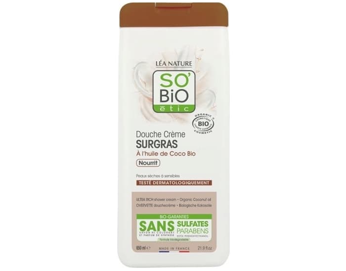 SO'BIO ÉTIC Douche Crème Surgras à l'Huile de Coco Bio - 650 ml