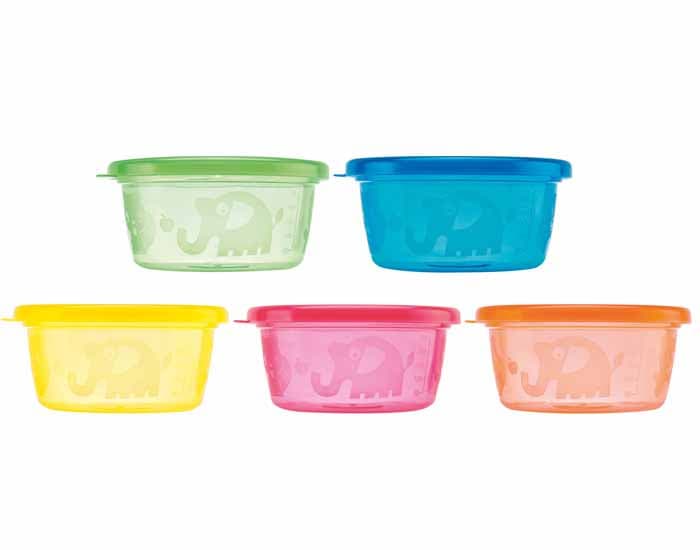 NUBY Pots de Conservation Colorés - 300 ml - Lot de 6