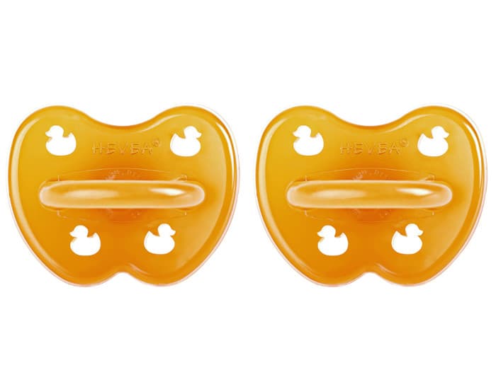 HEVEA Lot de 2 Sucettes Symétriques en Caoutchouc Naturel 0-3 mois