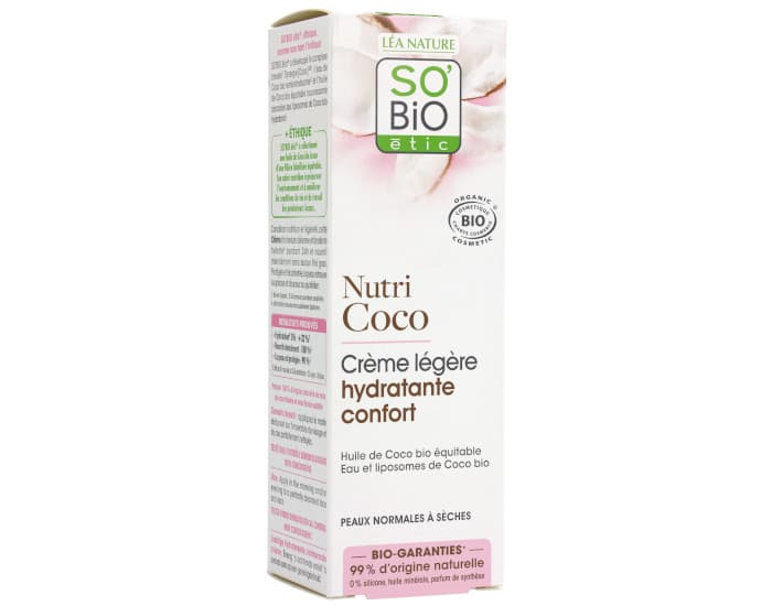 SO'BIO ÉTIC Crème Légère Hydratante Confort - Nutri Coco - 50 ml