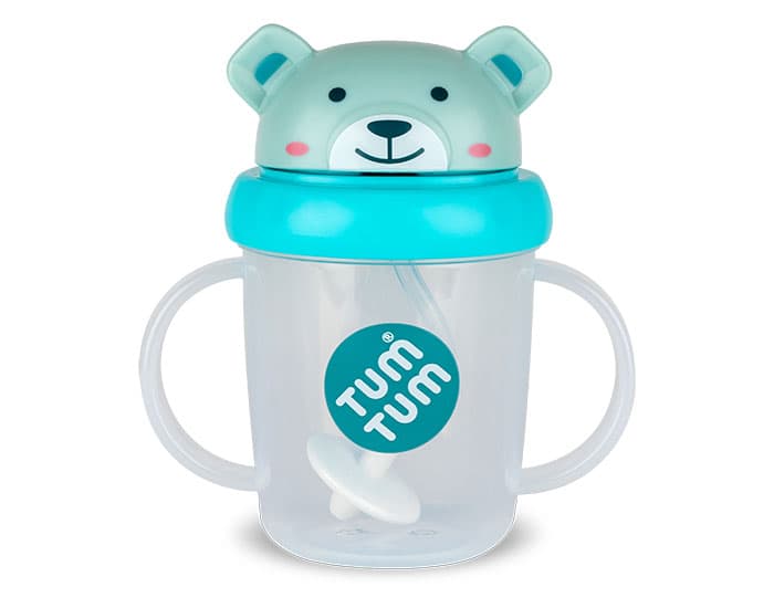TUM TUM Tasse Anti-Fuite avec Paille Lestée - 200 ml - Dès 6 mois Ourson Bleu