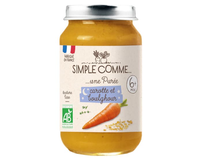 SIMPLE COMME Petits Pots Bonne Nuit - 190g - Dès 6 Mois Carotte Boulghour