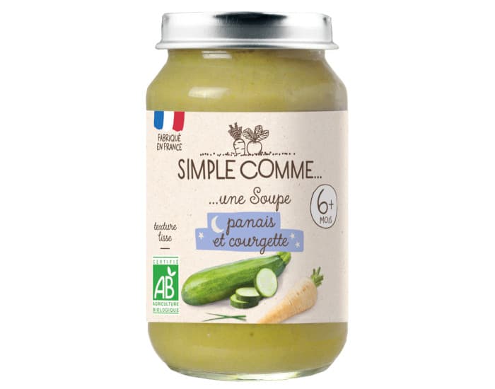 SIMPLE COMME Petits Pots Bonne Nuit - 190g - Dès 6 Mois Soupe Panais Courgette
