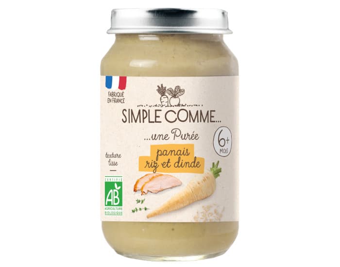 SIMPLE COMME Petits Pots Menu - 190g - Dès 6 Mois Panais Riz Dinde
