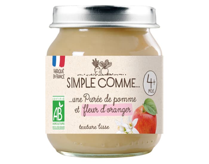 SIMPLE COMME Petits Pots de Fruits - 125g - Dès 4 Mois Pomme Fleur d'Oranger