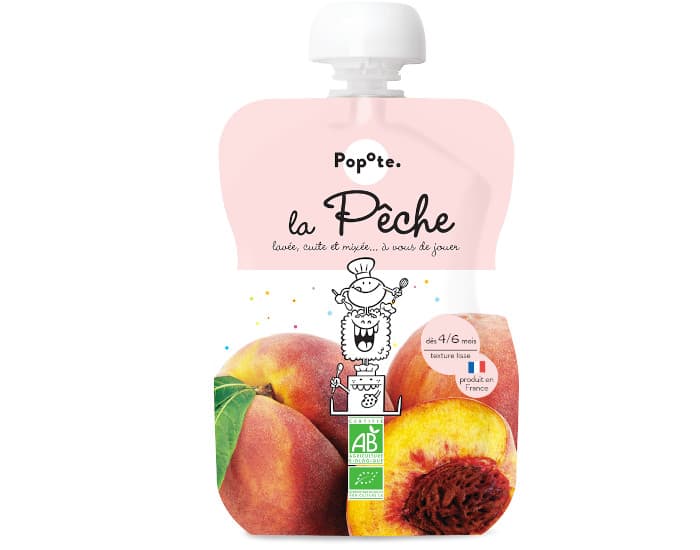 POPOTE Gourde Pêche Bio - 120g - Dès 4/6 mois