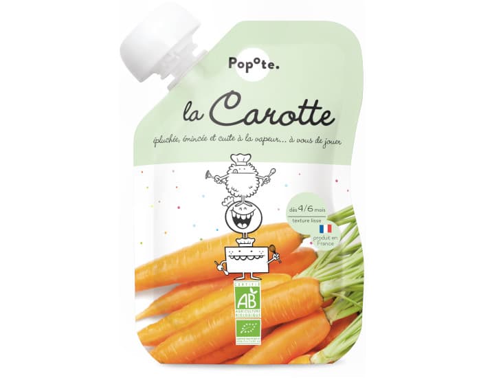 POPOTE Gourde Carotte Bio - 120 g - Dès 4/6 mois
