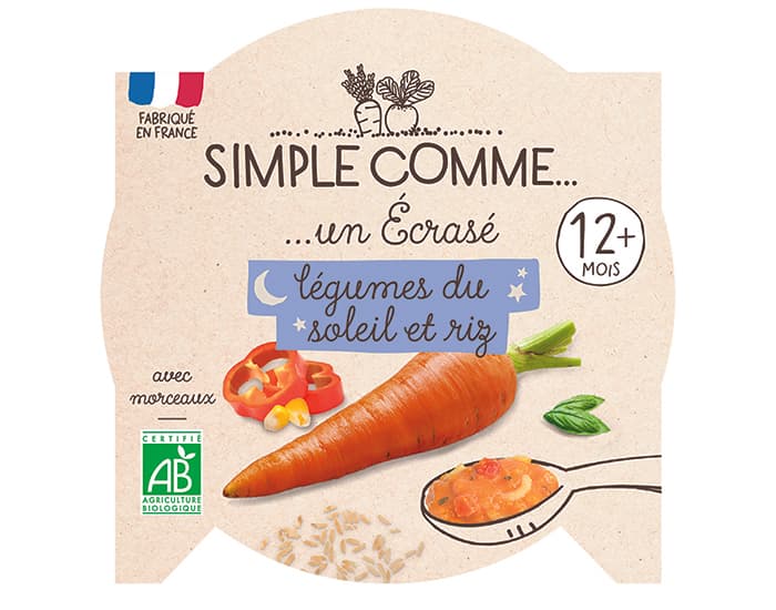 SIMPLE COMME Assiette - Dès 12 mois - 200 g Légume du Soleil Riz