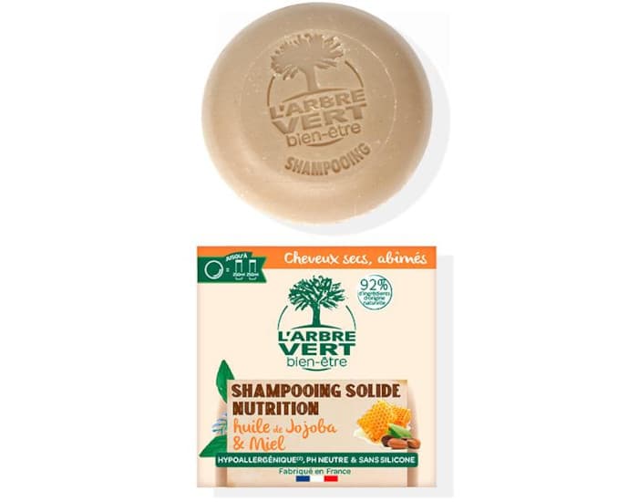 L'ARBRE VERT BIEN-ÊTRE Shampooing Solide Nutrition Cheveux Sec et Abimés - 75g 