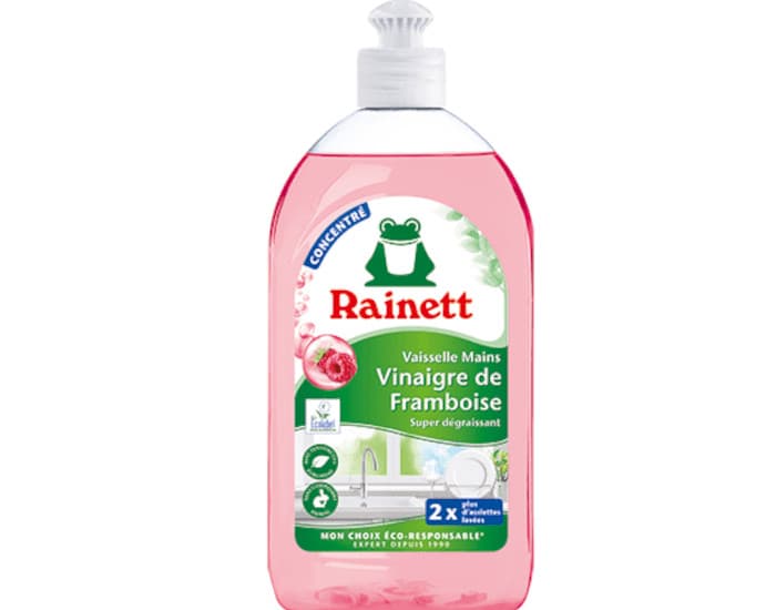 RAINETT Liquide Vaisselle Mains - Formule Concentrée Vinaigre de Framboise - 500 ml