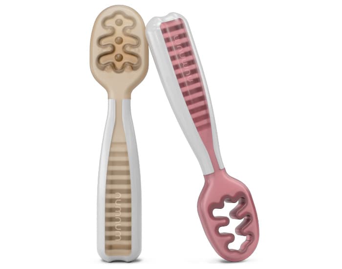 NUM NUM Lot 2 Pré-Cuillères Beige et Mauve