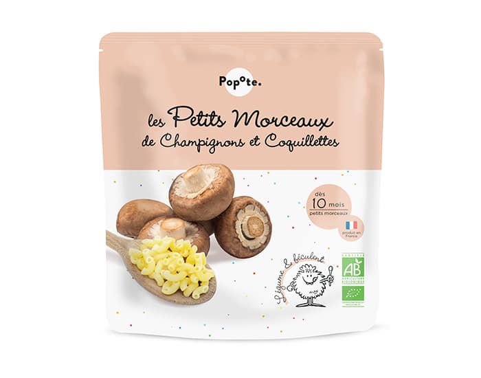 POPOTE Les Petits Morceaux Champignons et Coquillettes - 190 g - Dès 8/10 mois