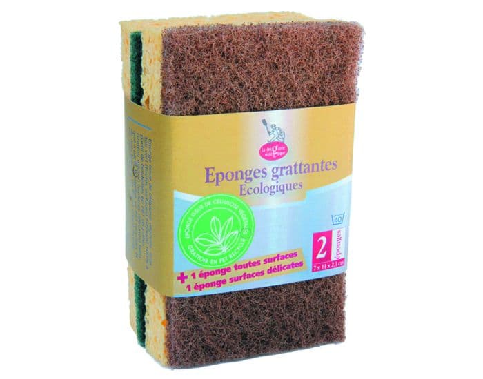 LA DROGUERIE ECOPRATIQUE Lot de 2 Éponges Éco-Grattantes - Toutes surfaces et surfaces délicates