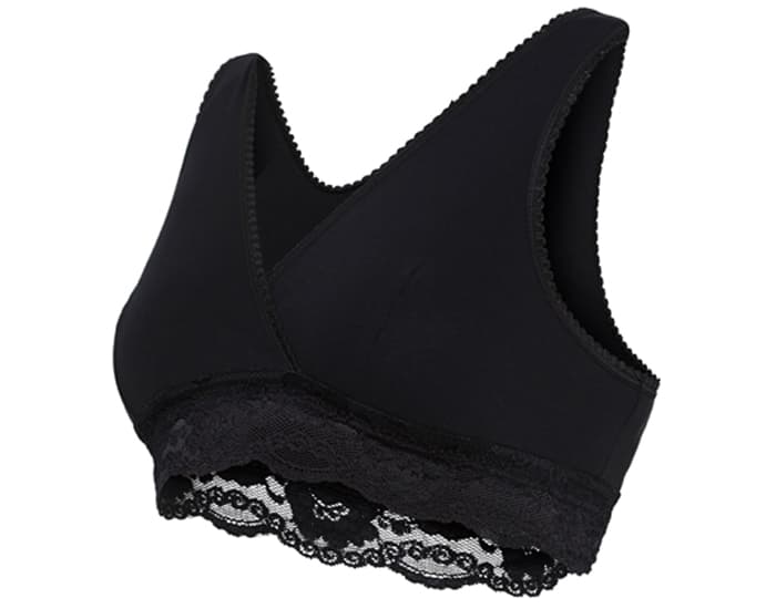 CARRIWELL Brassière d'Allaitement Cache-Coeur en Coton Bio - Noir L