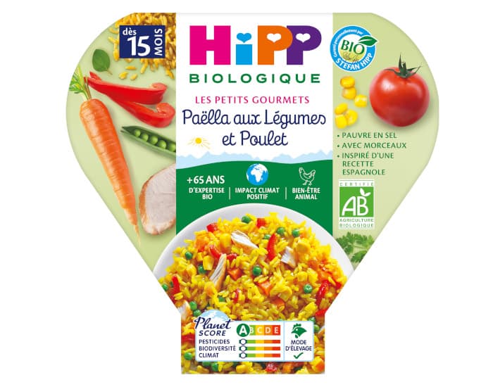 HIPP Assiette - Les Petits Gourmets - 250 g - Dès 15 mois Paëlla aux Légumes et Poulet 